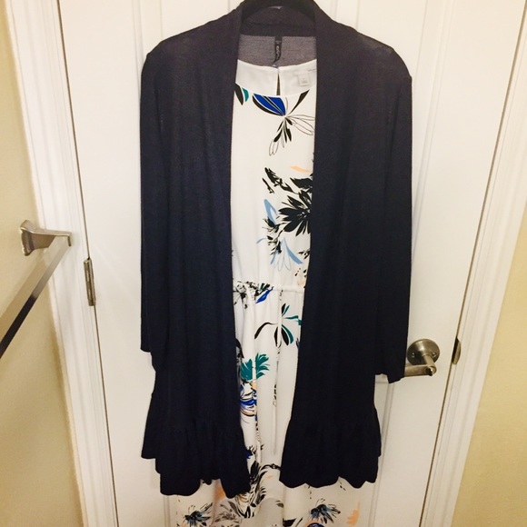 Edista Ruffle Open Duster Cardigan - Picture 2 of 8